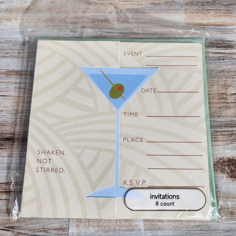 American Greetings Martini Invitations 8 Count Shaken Not Stirred Cocktail Party